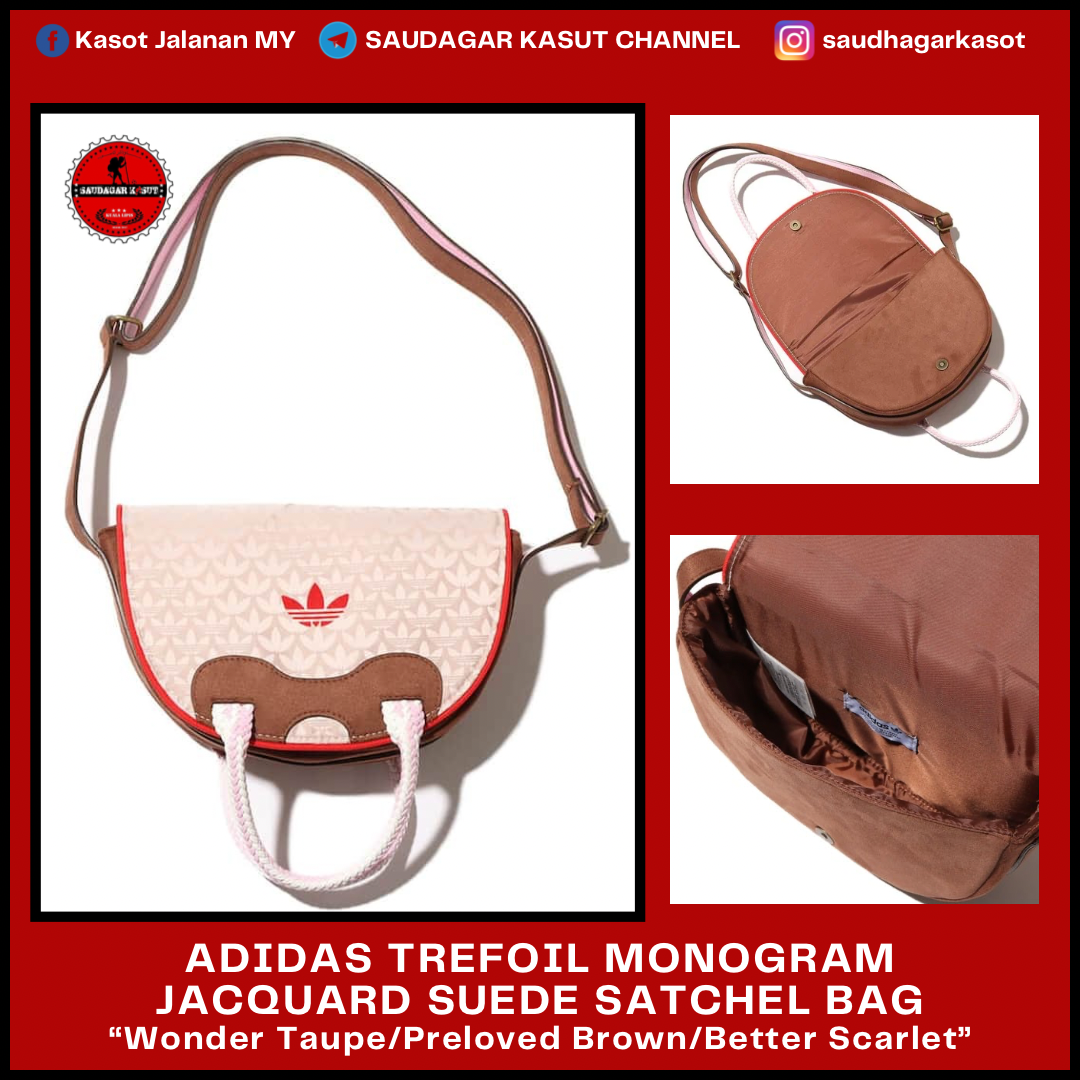ADIDAS TREFOIL MONOGRAM JACQUARD SUEDE SATCHEL BAG