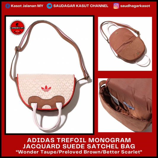 ADIDAS TREFOIL MONOGRAM JACQUARD SUEDE SATCHEL BAG