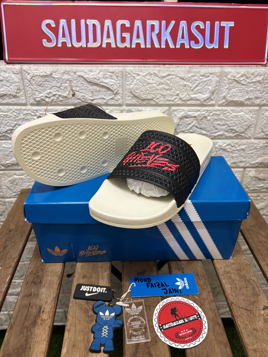 ADIDAS 100 THIEVES ADILETTE SLIDES Men
